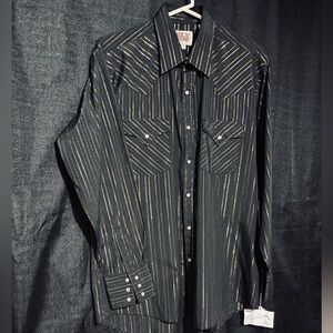 Ely Cattleman Men's Black and Gold Striped Shirt